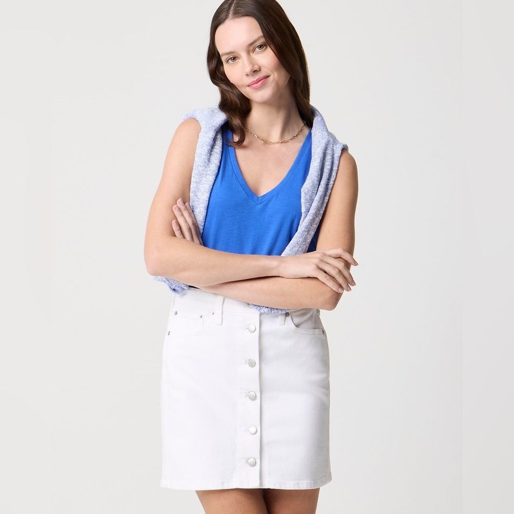 Women’s J. Crew Factory Denim button-front mini skirt White Size 4 NWT #CI911